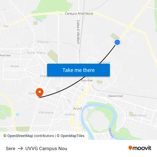 Sere to UVVG Campus Nou map