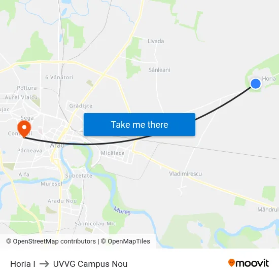 Horia I to UVVG Campus Nou map