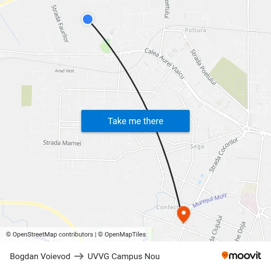 Bogdan Voievod to UVVG Campus Nou map