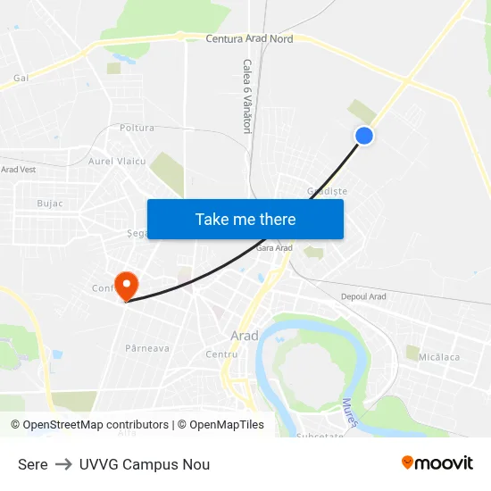 Sere to UVVG Campus Nou map