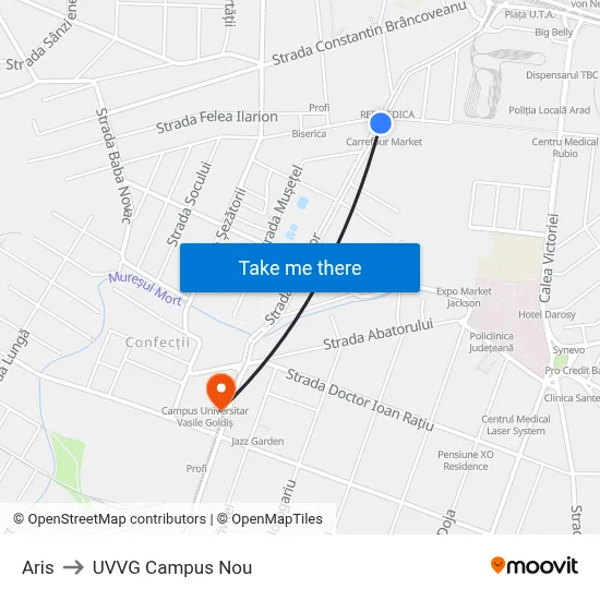 Aris to UVVG Campus Nou map