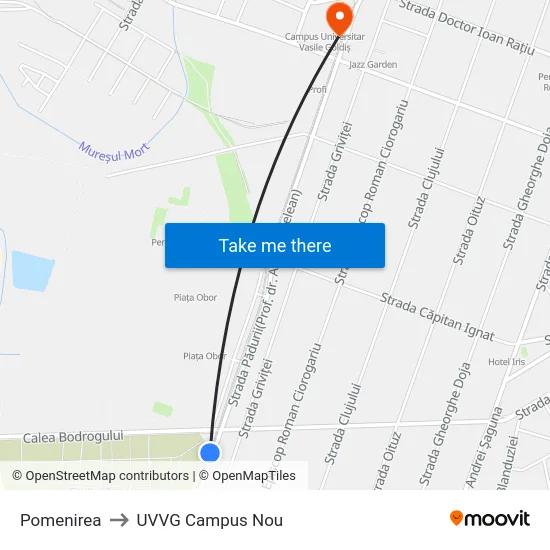 Pomenirea to UVVG Campus Nou map