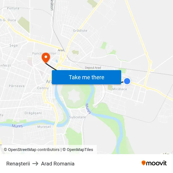Renașterii to Arad Romania map