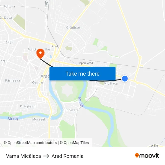 Vama Micălaca to Arad Romania map