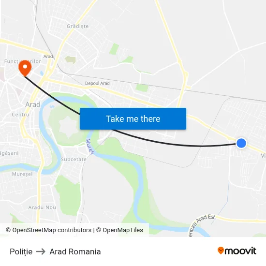 Poliție to Arad Romania map