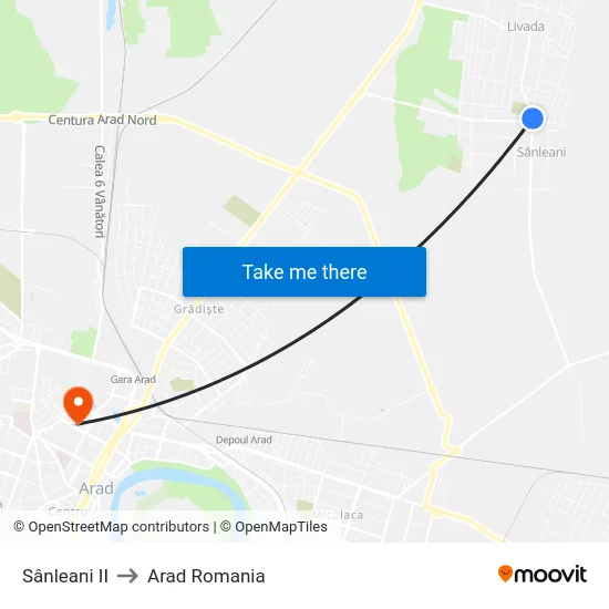 Sânleani II to Arad Romania map