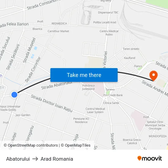 Abatorului to Arad Romania map