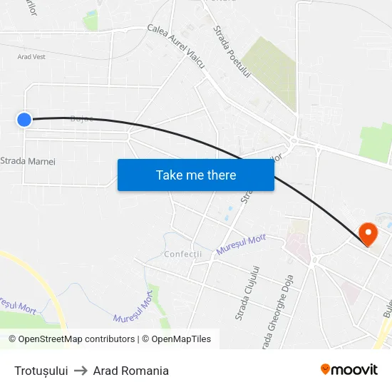 Trotușului to Arad Romania map