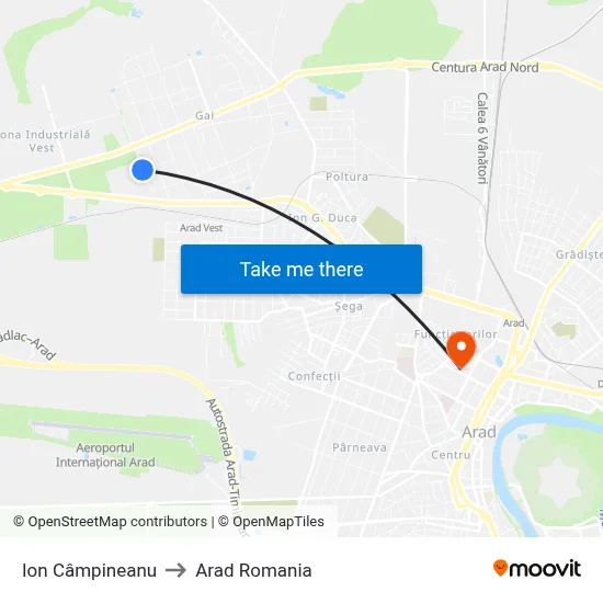 Ion Câmpineanu to Arad Romania map