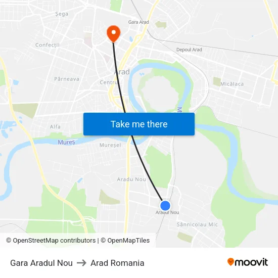 Gara Aradul Nou to Arad Romania map