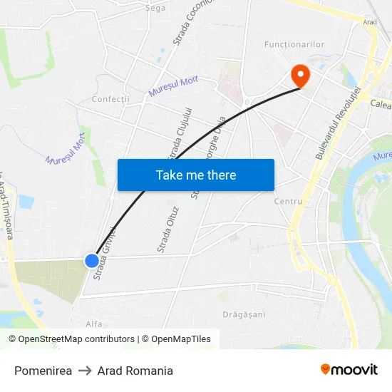 Pomenirea to Arad Romania map