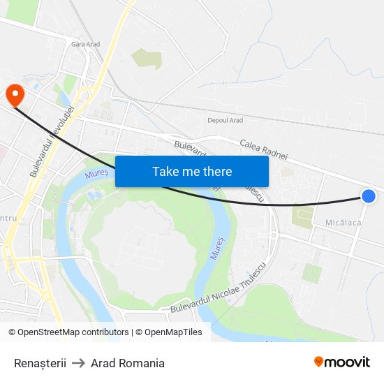 Renașterii to Arad Romania map