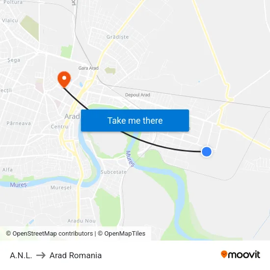 A.N.L. to Arad Romania map
