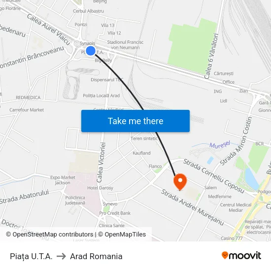 Piața U.T.A. to Arad Romania map