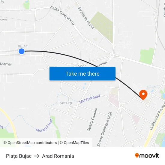 Piața Bujac to Arad Romania map