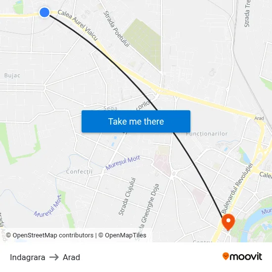 Indagrara to Arad map