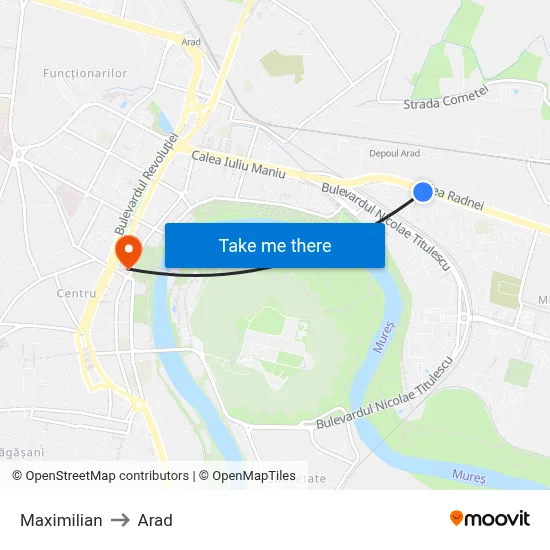 Maximilian to Arad map