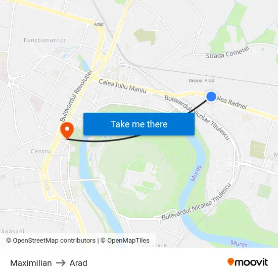 Maximilian to Arad map