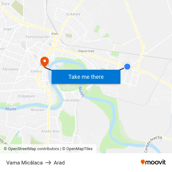 Vama Micălaca to Arad map