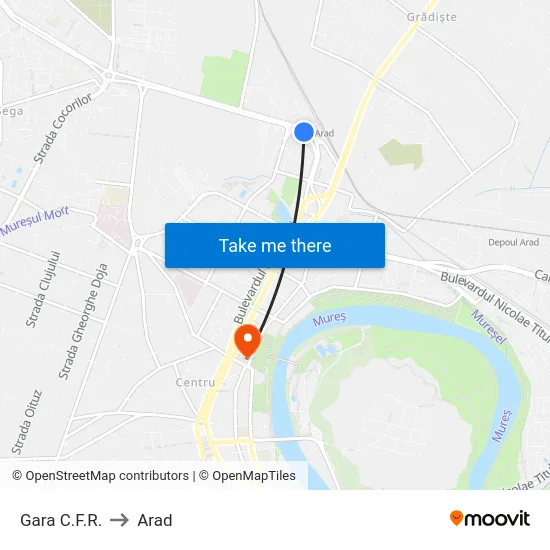 Gara C.F.R. to Arad map