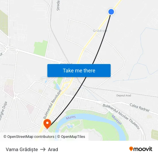 Vama Grădiște to Arad map