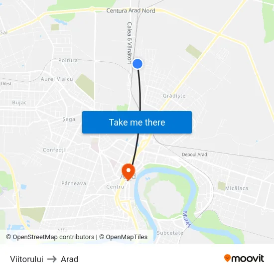 Viitorului to Arad map