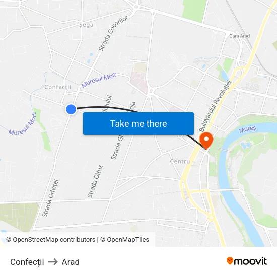 Confecții to Arad map