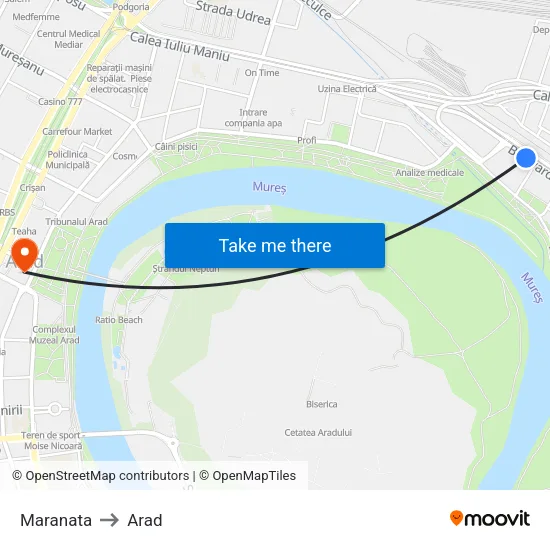 Maranata to Arad map