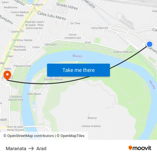 Maranata to Arad map