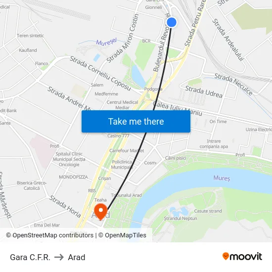 Gara C.F.R. to Arad map