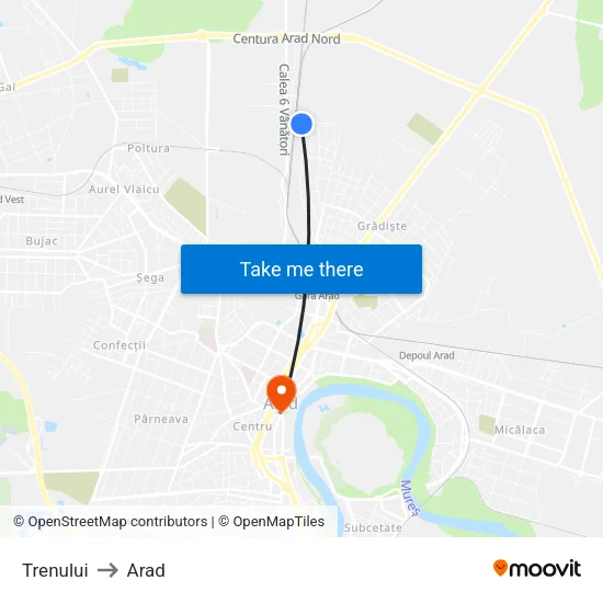 Trenului to Arad map