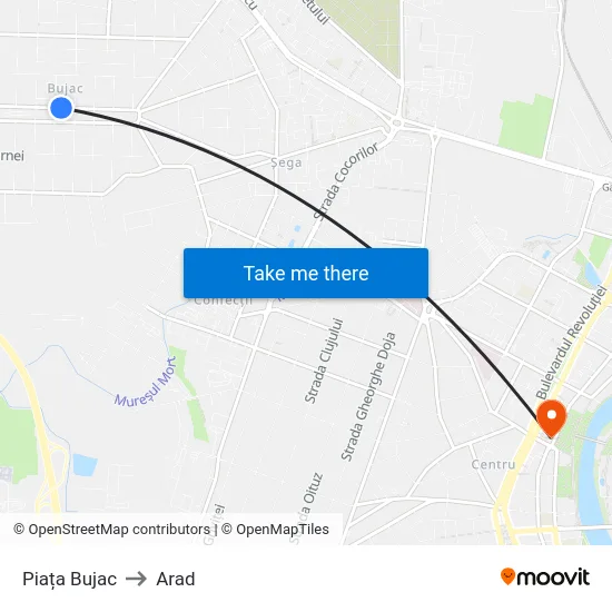 Piața Bujac to Arad map
