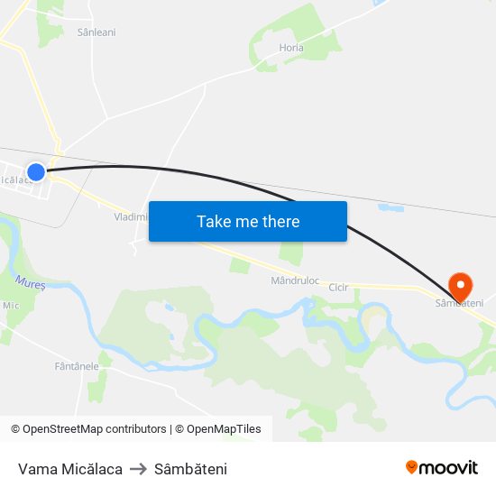 Vama Micălaca to Sâmbăteni map