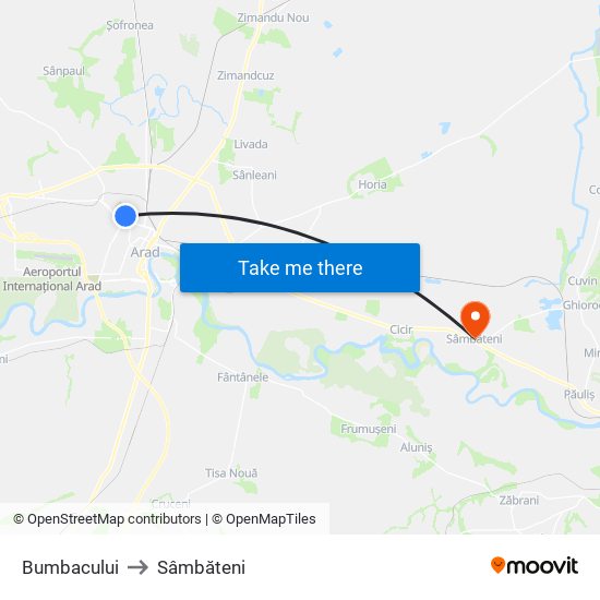 Bumbacului to Sâmbăteni map