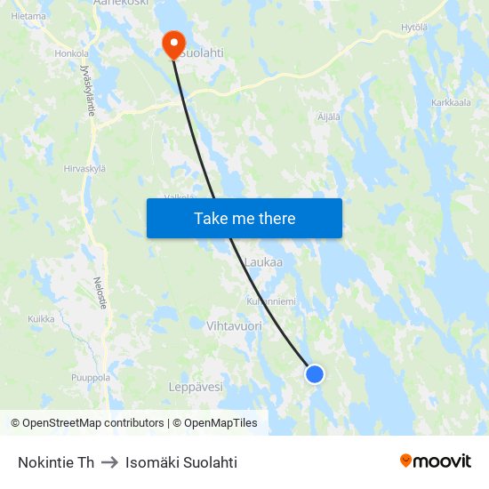 Nokintie Th to Isomäki Suolahti map