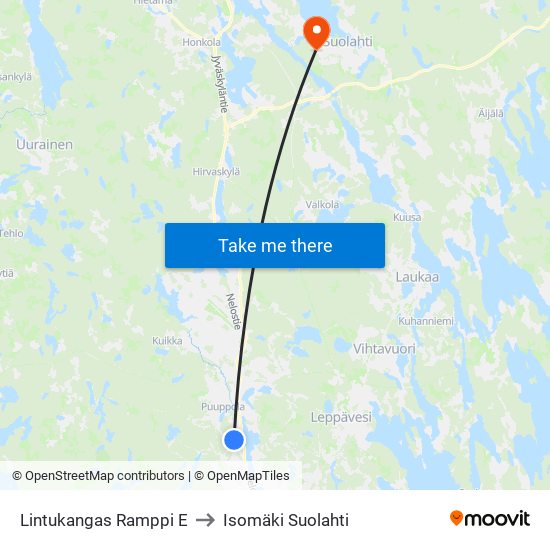 Lintukangas Ramppi E to Isomäki Suolahti map