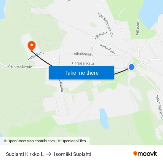 Suolahti Kirkko L to Isomäki Suolahti map