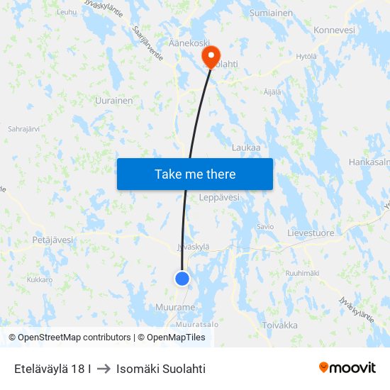 Eteläväylä 18 I to Isomäki Suolahti map