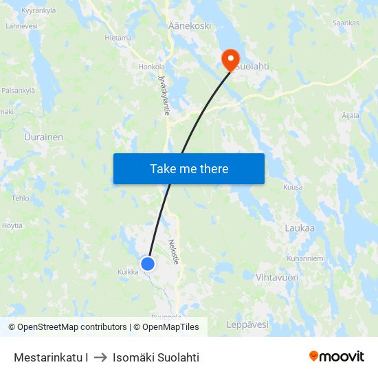 Mestarinkatu I to Isomäki Suolahti map