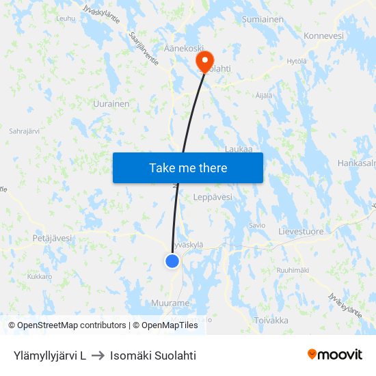 Ylämyllyjärvi L to Isomäki Suolahti map