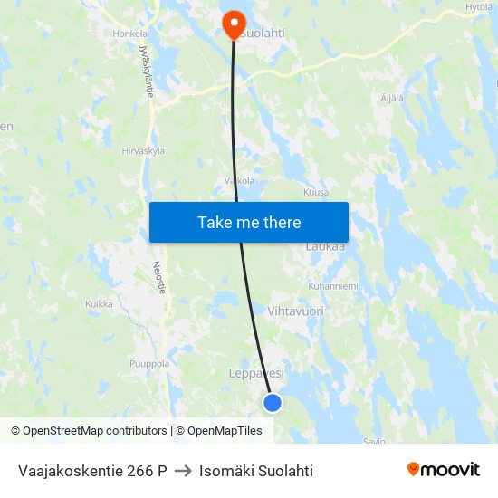 Vaajakoskentie 266 P to Isomäki Suolahti map