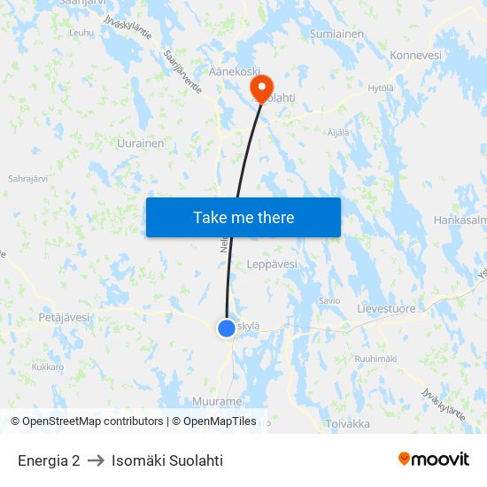 Energia 2 to Isomäki Suolahti map