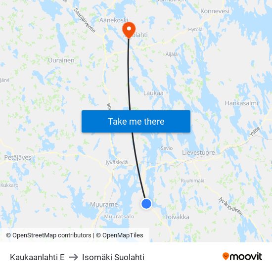 Kaukaanlahti E to Isomäki Suolahti map