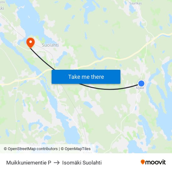 Muikkuniementie P to Isomäki Suolahti map