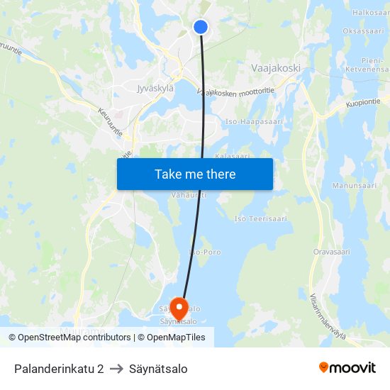 Palanderinkatu 2 to Säynätsalo map