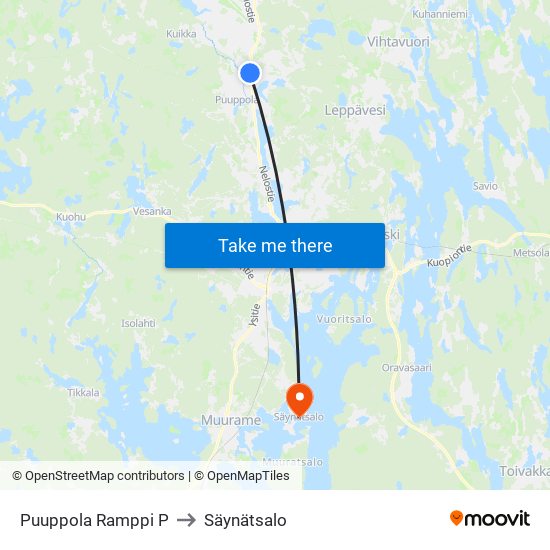 Puuppola Ramppi P to Säynätsalo map