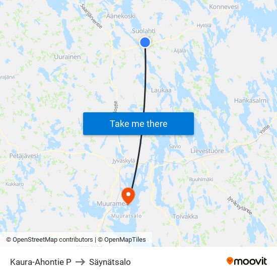 Kaura-Ahontie P to Säynätsalo map