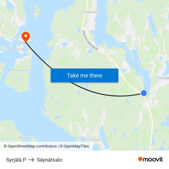 Syrjälä P to Säynätsalo map