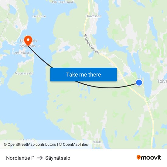 Norolantie P to Säynätsalo map