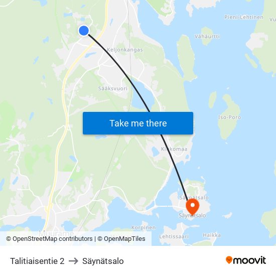 Talitiaisentie 2 to Säynätsalo map